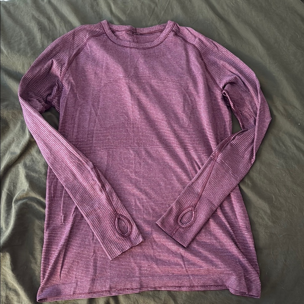 lululemon athletica Long Sleeve Striped Top in Plum